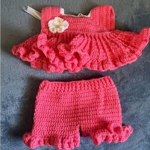 Set of Hand crocheted lace up baby outfits